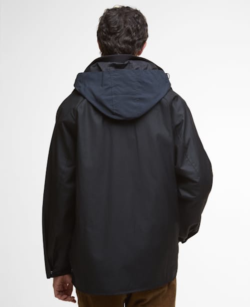 on model image of Barbour Solway Wax Jacket