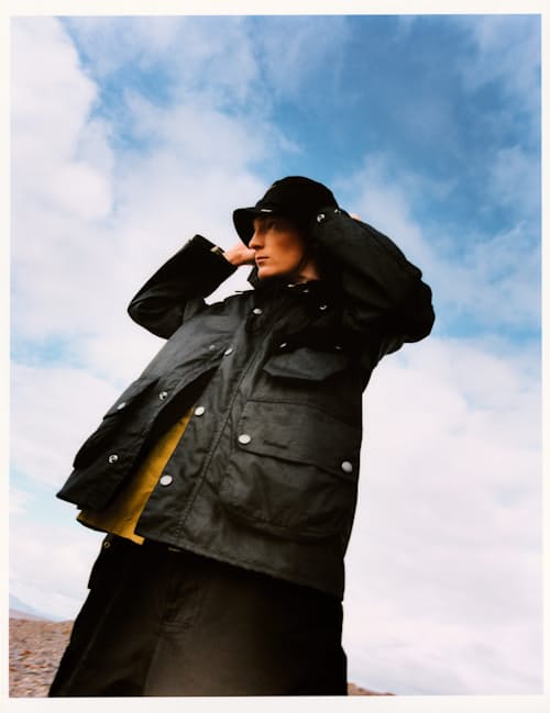 lifestyle image of Barbour Solway Wax Jacket