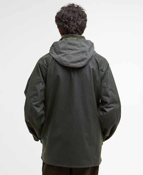 on model image of Barbour Solway Wax Jacket