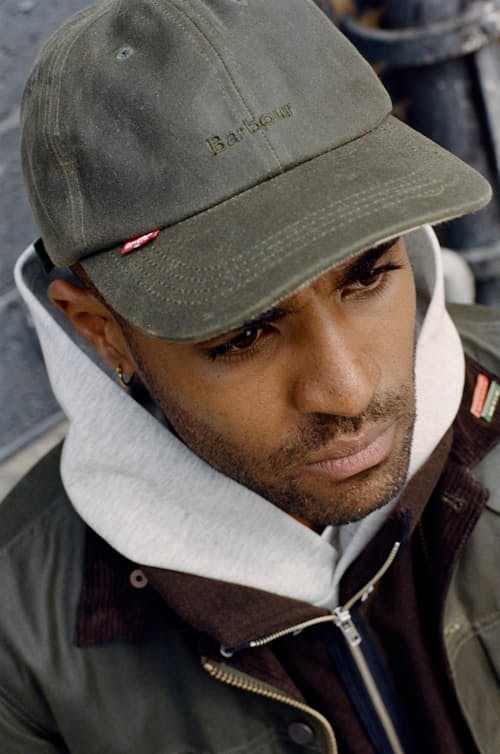 lifestyle image of Barbour x Levi's Cap