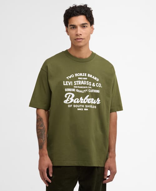 on model image of Barbour x Levi's Graphic T-Shirt