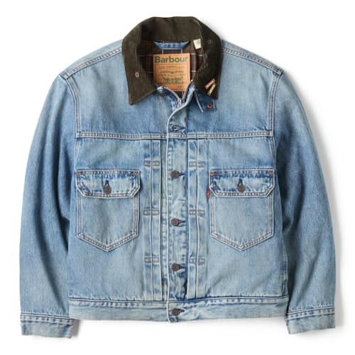 laydown image of Barbour x Levi's Type II Denim Jacket
