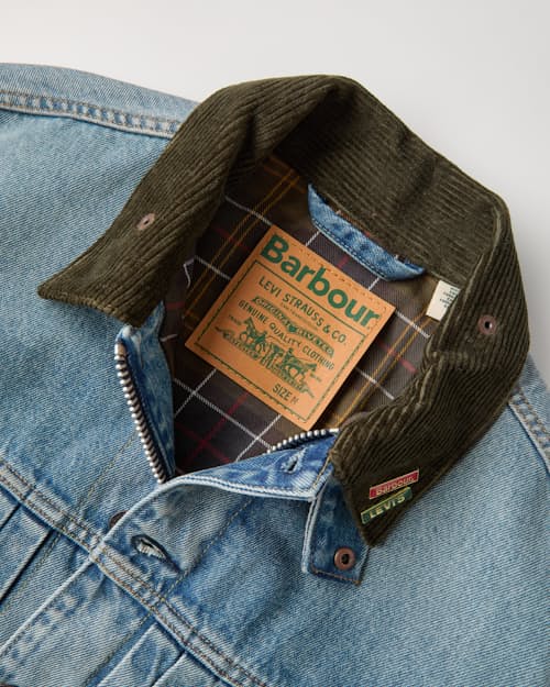 laydown detail image of Barbour x Levi's Type II Denim Jacket