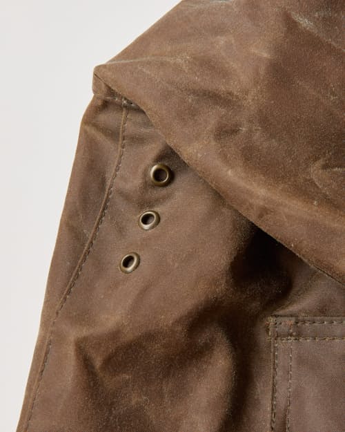 laydown detail image of Barbour x Levi's Spey Waxed Jacket