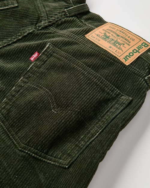 laydown detail image of Barbour x Levi's 578 Pleated Pant