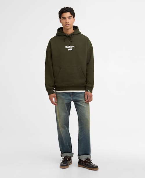 on model image of Barbour x Levi's Graphic Hoodie