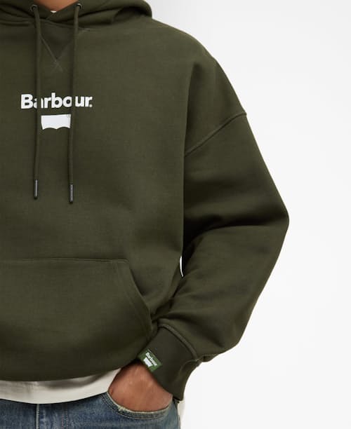 on model image of Barbour x Levi's Graphic Hoodie