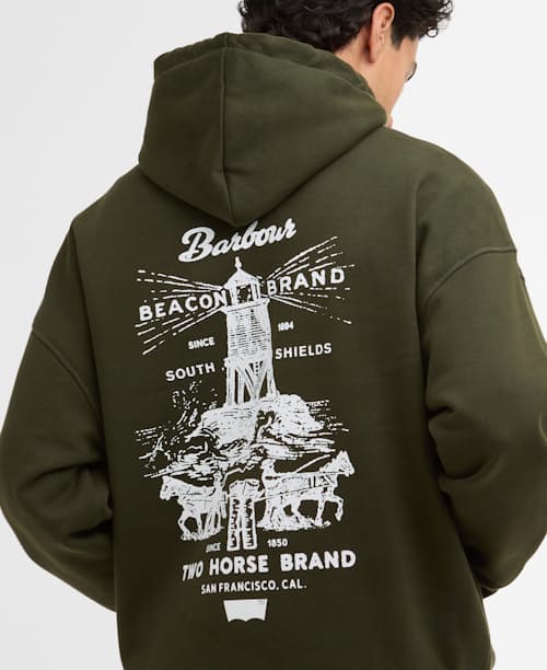 on model image of Barbour x Levi's Graphic Hoodie