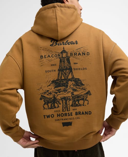 on model image of Barbour x Levi's Graphic Hoodie