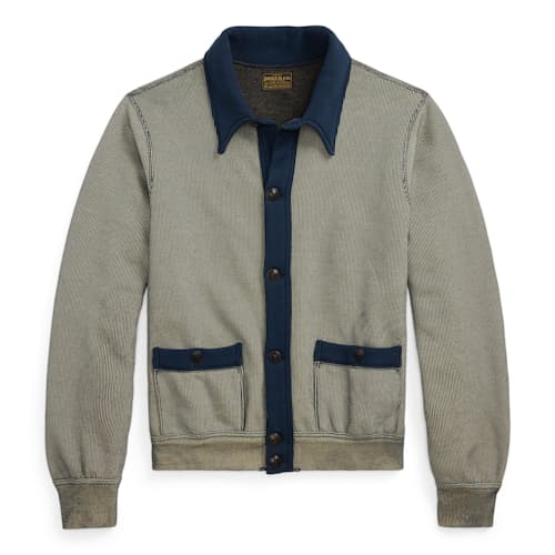 laydown image of Striped Jacquard-Knit Cardigan