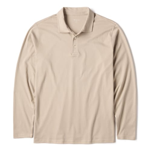laydown image of Aloeknit Long Sleeve Polo