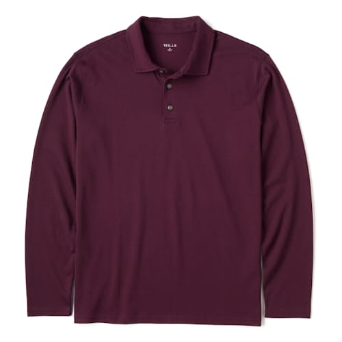 laydown image of Aloeknit Long Sleeve Polo