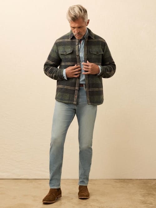 on model image of Range Fleece Lined Shirt Jacket