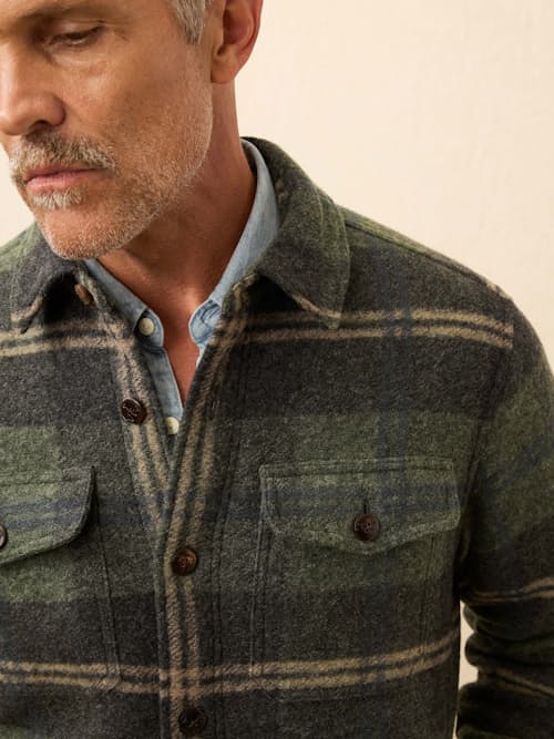 on model image of Range Fleece Lined Shirt Jacket