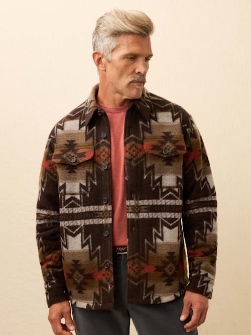 on model image of Range Fleece Lined Shirt Jacket