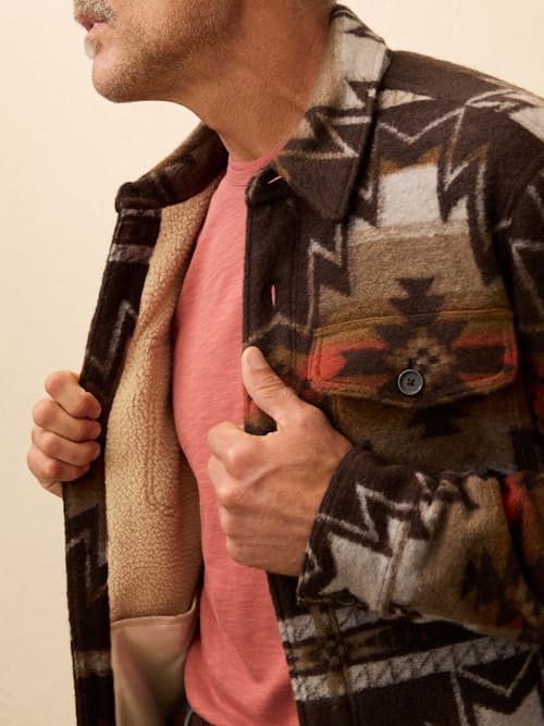 on model image of Range Fleece Lined Shirt Jacket