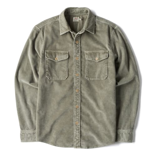 laydown image of Stretch Terry Corduroy Workshirt