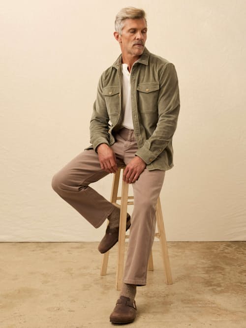 on model image of Stretch Terry Corduroy Workshirt