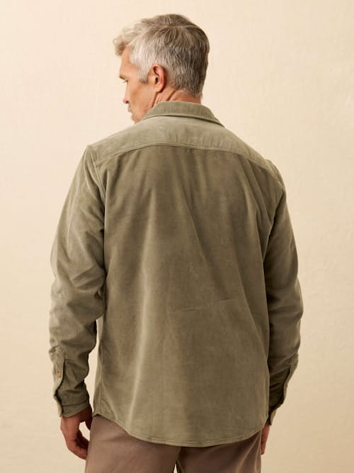 on model image of Stretch Terry Corduroy Workshirt