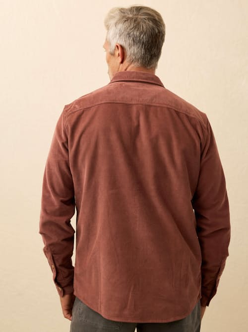 on model image of Stretch Terry Corduroy Workshirt