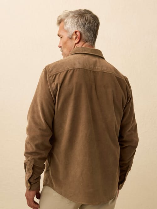 on model image of Stretch Terry Corduroy Workshirt