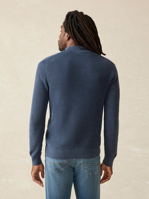 on model image of Sunwashed Quarter Zip Sweater