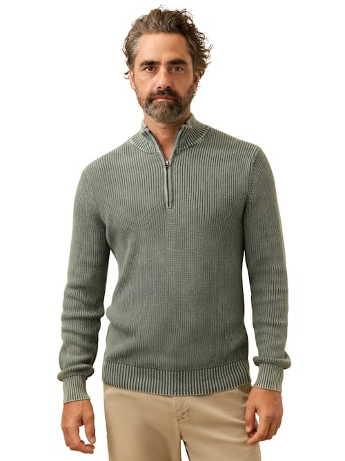 on model image of Sunwashed Quarter Zip Sweater