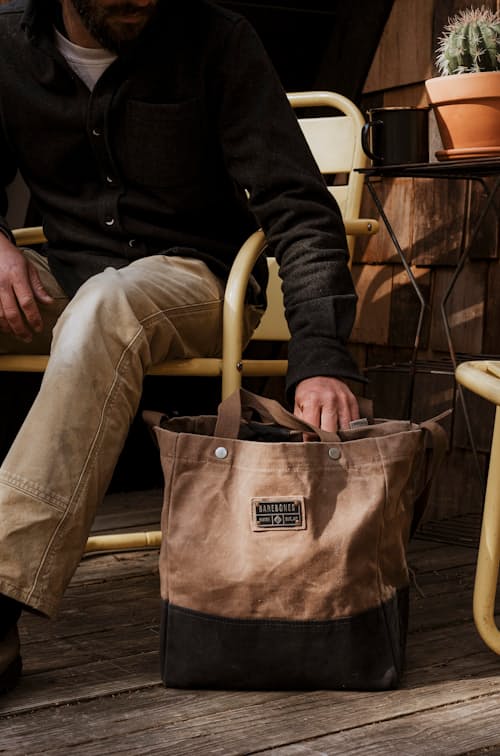 lifestyle image of Neelum Market Tote Bag - Khaki
