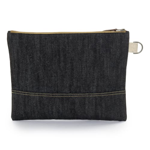 laydown image of Neelum Large Zipper Pouch - Denim