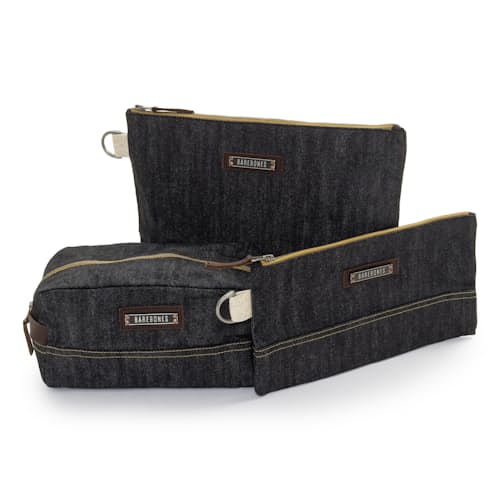laydown image of Neelum Large Zipper Pouch - Denim