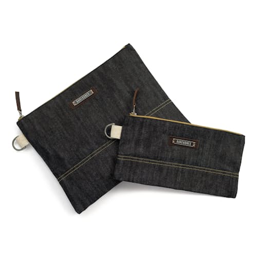 laydown image of Neelum Small Zipper Pouch - Denim
