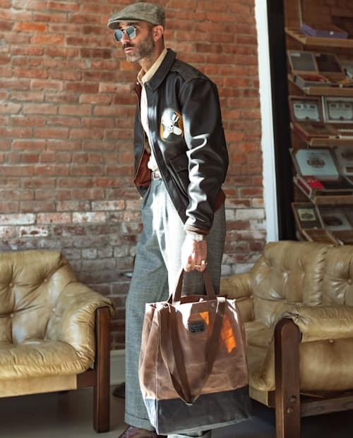 lifestyle image of Neelum Oversized Tote Bag - Khaki