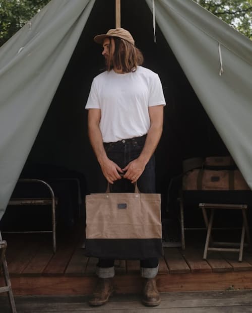 lifestyle image of Neelum Oversized Tote Bag - Khaki