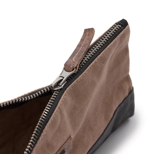 laydown detail image of Neelum Small Zipper Pouch - Khaki