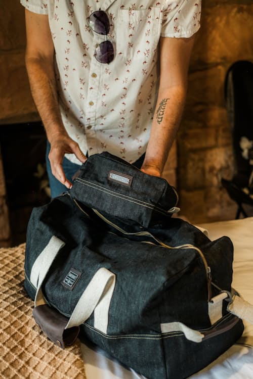 lifestyle image of Neelum 3L Dopp Kit - Denim
