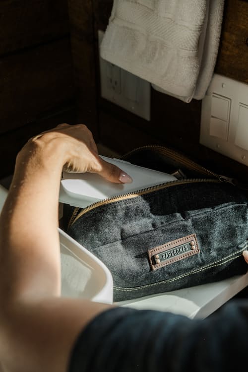 lifestyle image of Neelum 3L Dopp Kit - Denim