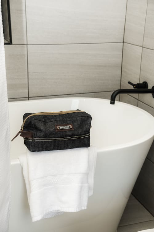 lifestyle image of Neelum 3L Dopp Kit - Denim