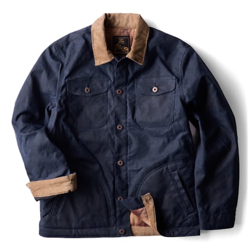 laydown image of Flannel-Lined Quilted Waxed Rancher Jacket