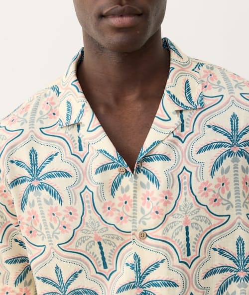 on model image of Archive Tencel Linen Resort Shirt