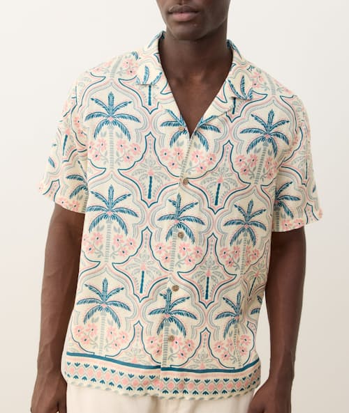 on model image of Archive Tencel Linen Resort Shirt