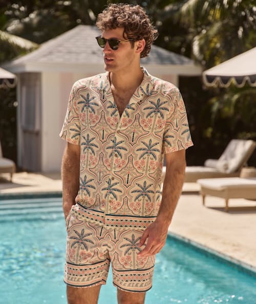 lifestyle image of Archive Tencel Linen Resort Shirt