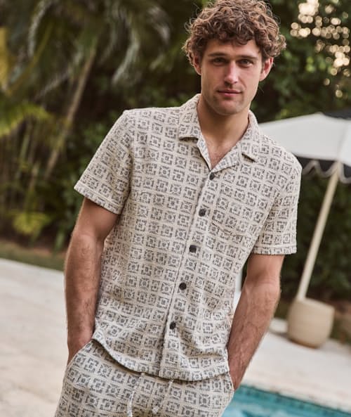 lifestyle image of Archive Camp Jacquard Resort Shirt