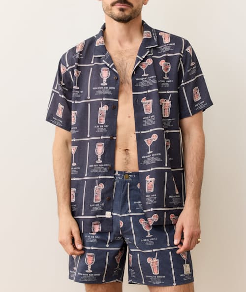 on model image of Archive Tencel Linen Resort Shirt