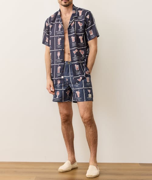on model image of Archive Tencel Linen Resort Shirt
