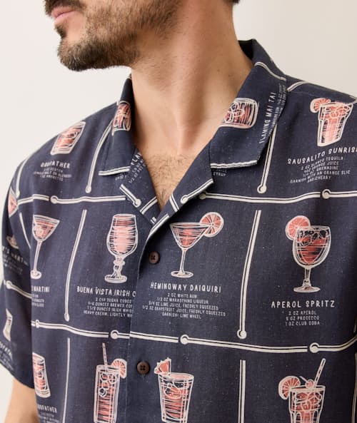 on model image of Archive Tencel Linen Resort Shirt
