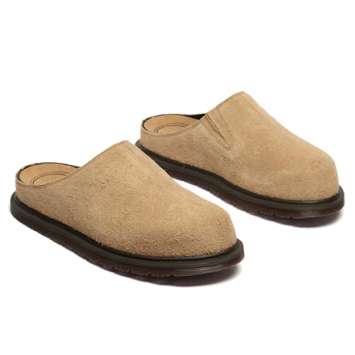laydown image of Suede San Mule