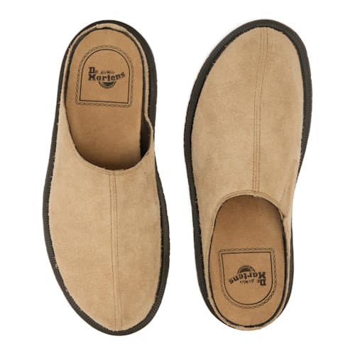 laydown image of Suede San Mule