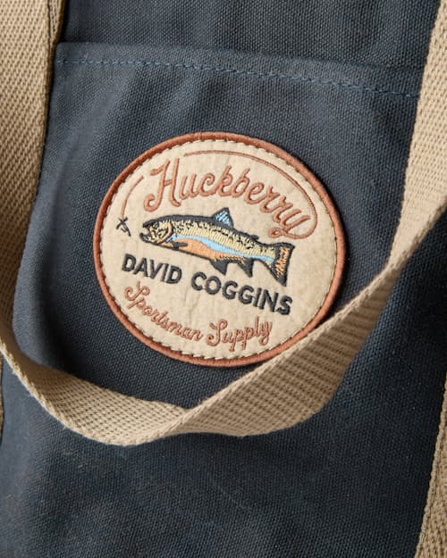 laydown detail image of Coggins Patch Waxed Canvas Tote