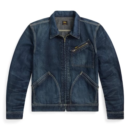laydown image of Leyton Indigo Denim Jacket