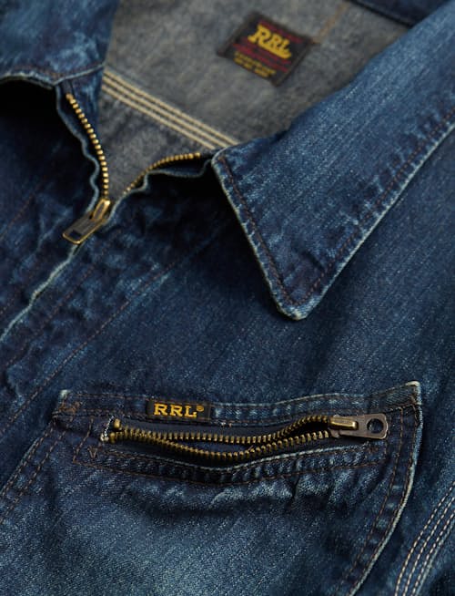 laydown detail image of Leyton Indigo Denim Jacket